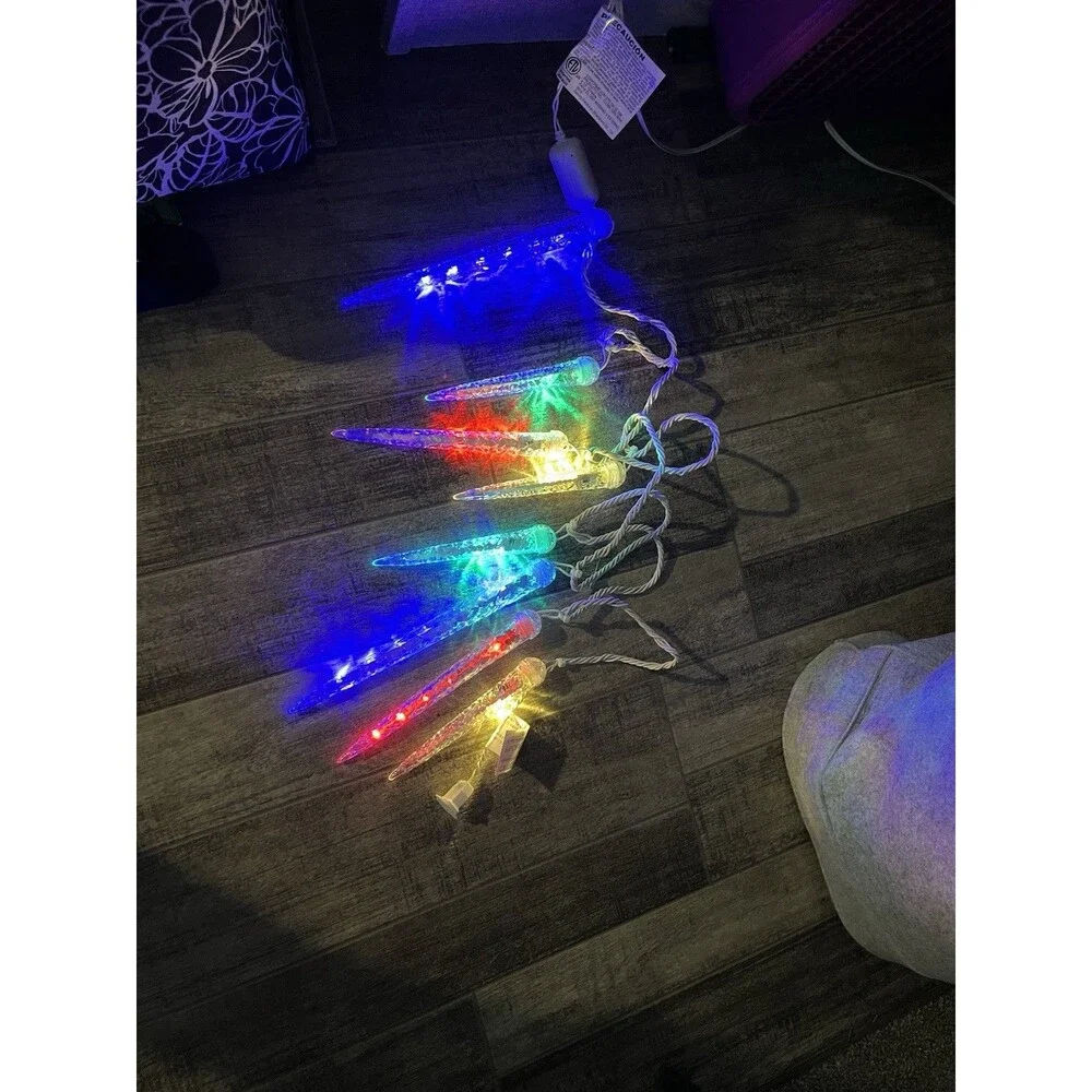 LED Lightshow Shooting Star 8 Count Multi-Color Icicle Lights Christmas Holiday